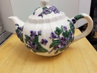 Flowers,  Inc.  Balloons Purple And Green Floral Teapot,  6 Inches With Lid