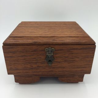 Vintage Handmade Wood Pedestal Hinged Jewelry Box Trinket Stash Rectangle 7 "