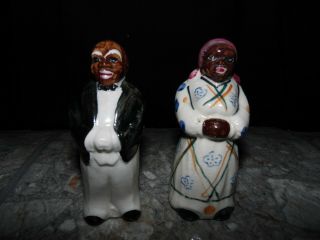 Vintage Salt And Pepper Shakers Black Americana Butler And Maid Mammy Japan