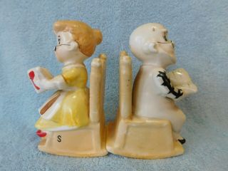 Vintage Man and Woman Reading in Rocking Chairs Salt and Pepper - Japan 3