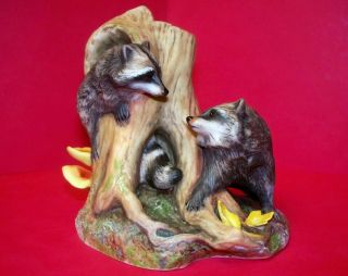 Franklin Raccoons At Play Figurine By Richard Ore W/box &c Insert