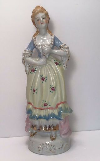 Vintage Porcelain Victorian Lady Figurine Made In Occupied Japan