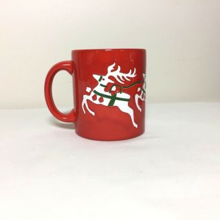 Vintage Waechtersbach Mug Christmas Santa And Reindeer West Germany