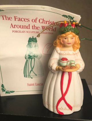 1988 Franklin " Saint Lucia " Faces Of Christmas Around The World Ornament
