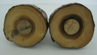 Vintage Mid Century Salt and Pepper Shakers Carved Wooden Wood Tree Bark 5