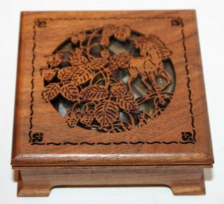 Lasercraft Walnut Music Box Wood Miniature Vintage Plays Camelot Tabletop