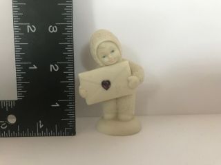 Dept 56 Snowbabies Snow Baby Figure Envelope Purple Heart Jewel Accent 3 "