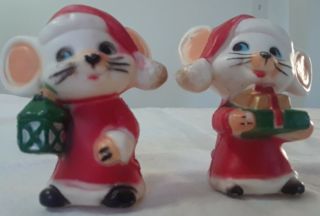 Christmas 3 Inch Tall Mice Salt And Pepper Shakers Hong Kong Vintage