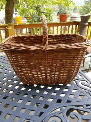Vintage Woven Basket With Handle Medium/large Size