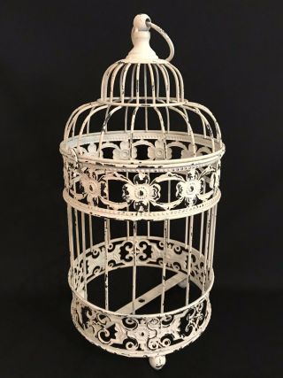 Vintage 18 - 1/2” Hanging Metal Wire Bird Cage Planter