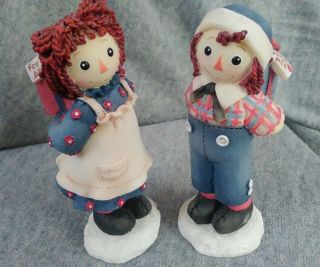 " Touch Somebody With A Little Love Today " Raggedy Ann & Andy Figurines