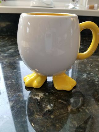 " Egg Shape Coffee Mug " With Webbed Duck Feet,  Bella Casa By Ganz,  Ceramic 18oz