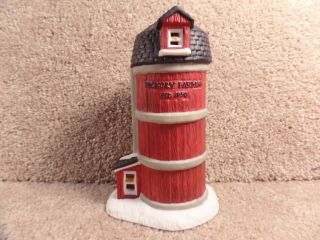 1997 Lighted Village Silo Porcelain Hickory Farms Est.  1950 Red And Black Silo