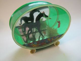 Vintage Diorama Made In Japan Black Glass Horse Figurine