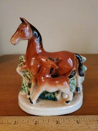 Vintage Ceramic Horse Mare Foal Planter Pottery Japan Mcm