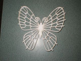 Vintage 1976 Burwood Large White Butterfly 1480 Wall Plaques 11 " W X 10 " Tall