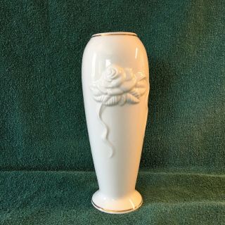 Vintage 7 1/2 " Tall Lenox Bud Vase With Rose Design