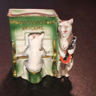 Vintage Fairing Style 2 Pigs Playing A Piano Vase,  Unmarked