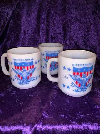 Vintage Glasbake Milk Glass Mug Usa Bicentennial 1776 1976 America Coffee