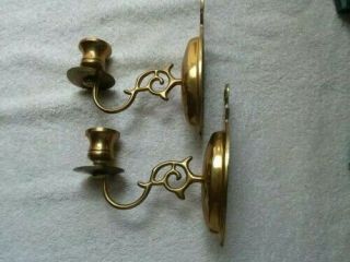 Vintage Set Of 2 Brass Wall Hanging Oval Shaped Candle Holders " Set "