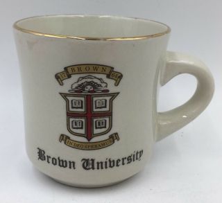 Vintage Brown University Ceramic Coffee Cup Gold Rimmed