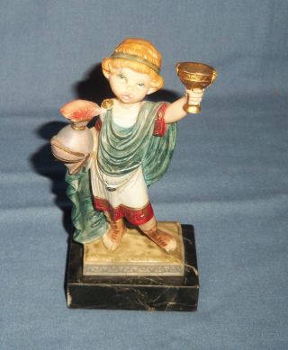 Vtg Depose Italy 441 Miniature Roman Greek Figurine On Marble Base Statue Figure