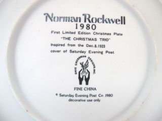 Vintage Norman Rockwell The Christmas Trio Fine China Plate 1980 3