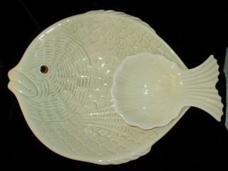 Vintage Fitz And Floyd Ivory Fish Chip Dip Tray Serving Platter Circa 1970s