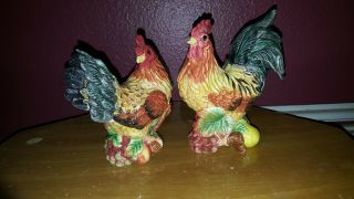 Fitz And Floyd Classic Country Gourmet Chicken Salt And Pepper Shakers