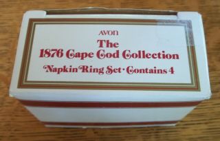 Set Of 4 Avon 1876 Cape Cod Ruby Red Napkin Ring Set Nib