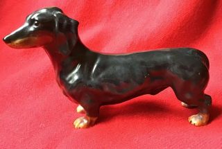 Vintage Goebel W Germany Black & Tan Dachshund 6 1/4 " Ceramic Dog Figurine Ch621