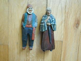 Two Vintage Purvis In Canada Wood Carving Figurines