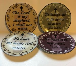 Religous Decorative Plates Set Of 4 Psalm 23