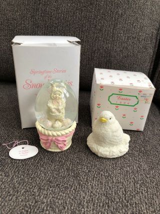 Dept 56 1994 Easter Spring Chick/snow Bunnies Waterglobe Snow Water Globe Bunny