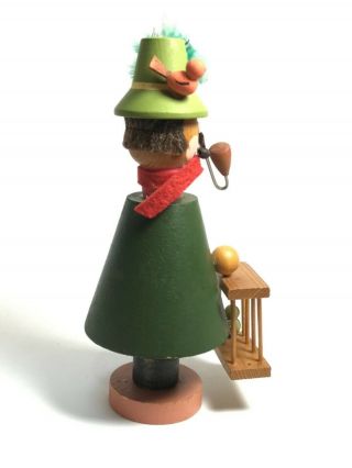 Vintage German Smoker Nutcracker Woodsman Bird Watcher Birdcage 6 1/2” tall 5