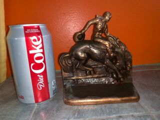 Vintage Ray Dodge Bucking Bronco Cowboy On Horse Single Metal Bookend