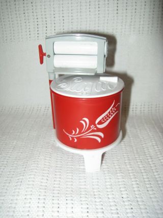 Vintage Plastic Wringer Washer Sugar Bowl With Salt & Pepper Shakers Red & White