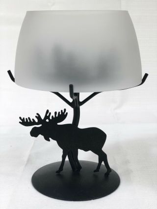Partylite Rustic Forest Friends Moose Trees Metal Glass Tealight Candle Holder