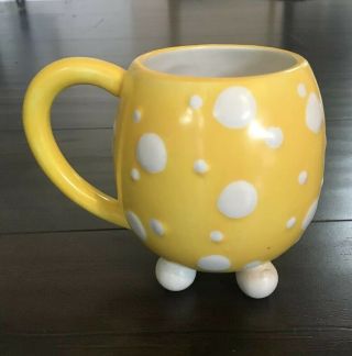 Egg Shape Yellow Chicken Chick w/ White Polka Dot Coffee Mug by Ganz Ceramic 2