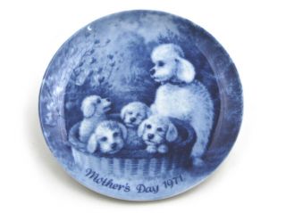 1971 Berlin Design Mothers Day Plate Limited Edition Blue China Poodles