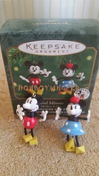 Hallmark 2000 Mickey And Minnie Mouse Disney Miniature Christmas Ornament Set