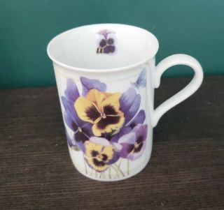 Pretty Pansy Porcelain Coffee Mug 1997 Avon Marjolein Bastin Tri Delta Flowers