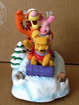 Disney Winnie The Pooh Music Box Tigger Piglet On Sled Christmas