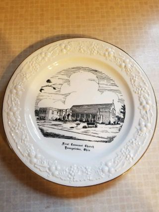 Vintage Homer Laughlin 10 " Plate Of First Covenant Church Youngstown Ohio