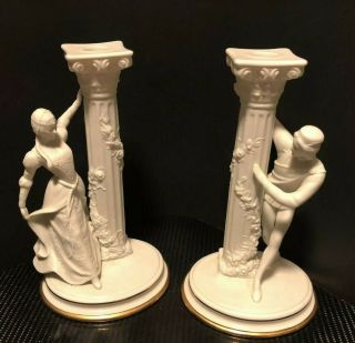Romeo And Juliet Fine Porceline Candlesticks From The Franklin