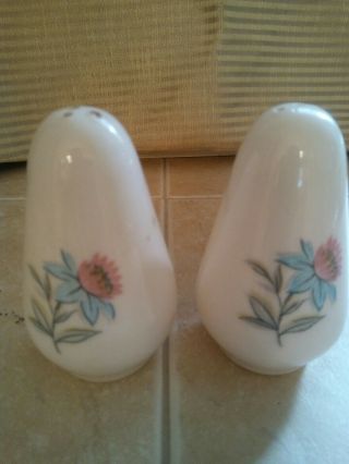 Vintage From Steubenville Pottery Has Pink And Blue Flowers Salt Pepper Shakers