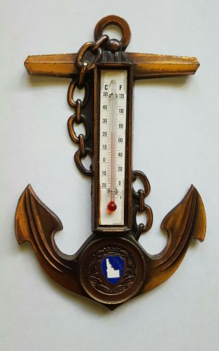 Vintage Collectible Wall Thermometer Nautical Navy Boat Anchor Idaho