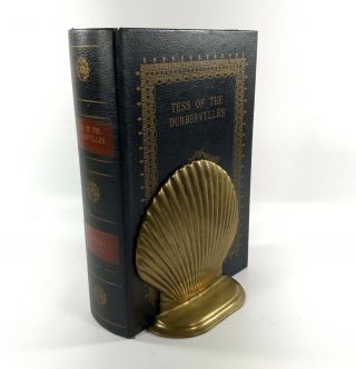 Set Of Vintage Solid Brass 5 " Clam Sea Shell Bookends Nautical Beach Decor