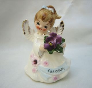 Lefton February Birthday Angel Vintage Figurine Ceramic Cake Topper