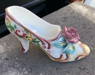 Vintage Porcelain Ceramic Ladies Shoe Slipper Heel Made In Japan